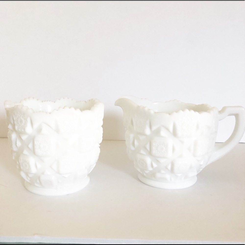 Vintage Westmoreland hobnail sugar and creamer set